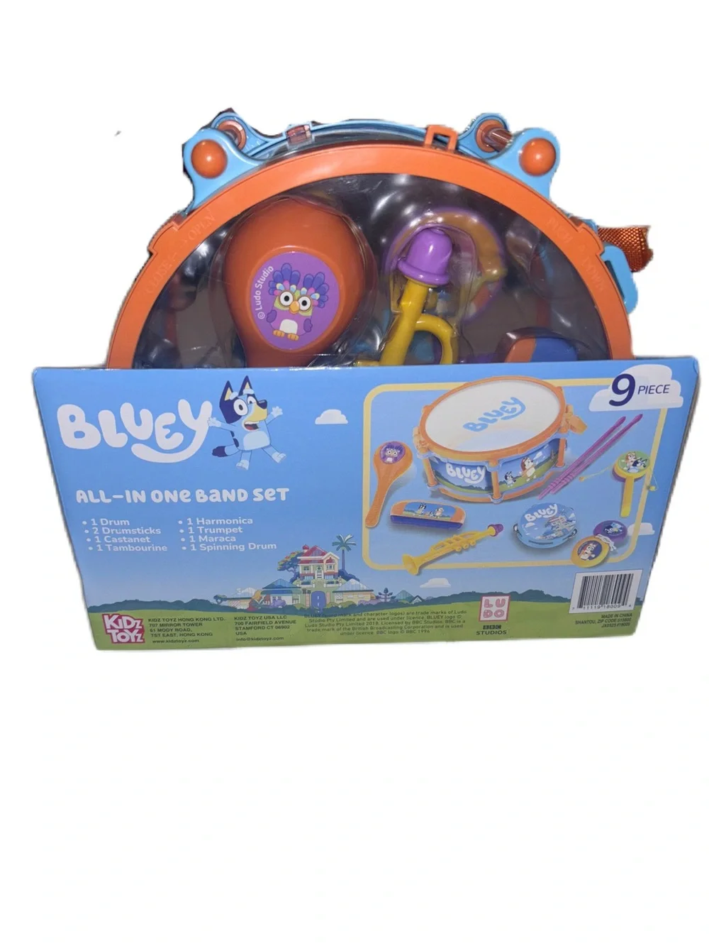 Bluey Kids All-in-One Band Set — Orange & Purple 9 Piece Musical Toy Set